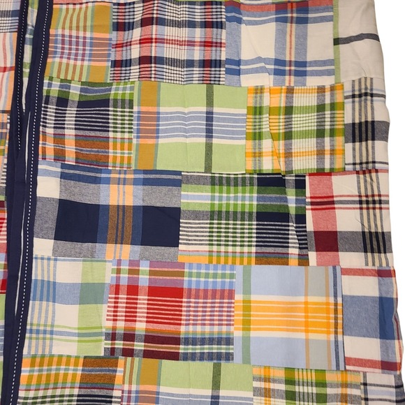 2 Pottery Barn Kids Madras Patchwork Plaid Blackout Curtain Panels 45"x 84" EUC - Picture 2 of 6